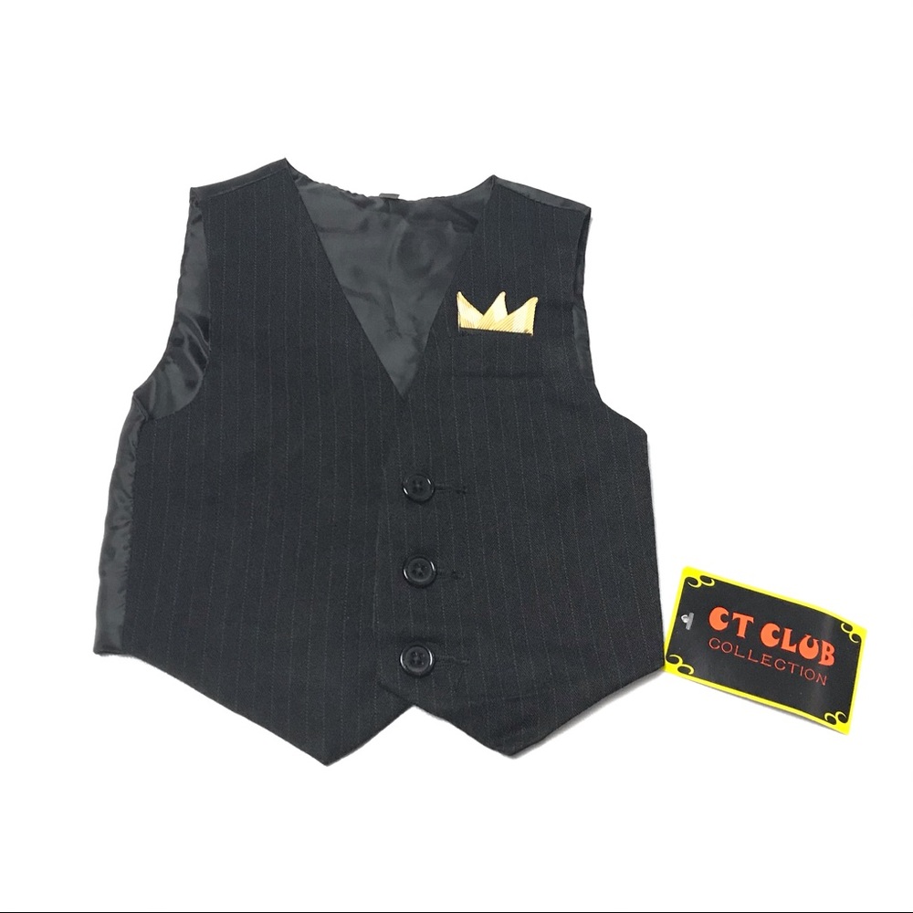 Baby Boy Waistcoat Vest Black Size 6M Pocket